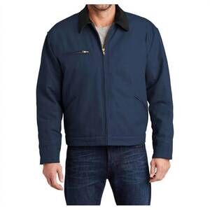 NEW CORNERSTONE tall duck cloth work jacket in navy/black